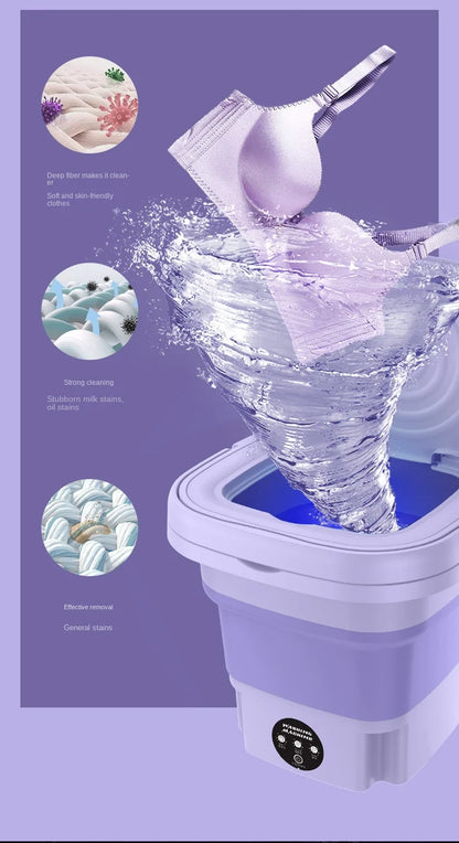 8L Portable Small Foldable Washing Machine with Spin Dryer